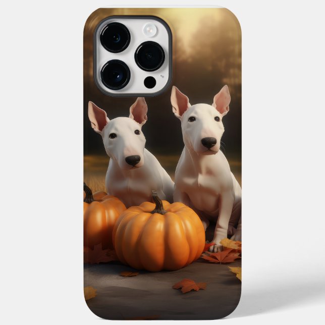 Coques Case-Mate iPhone Bull Terrier Chiot Automne Citrouille de plaisir (Verso)