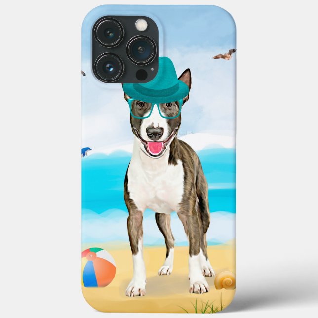 Coques Case-Mate iPhone Bull Terrier Dog sur la plage (Verso)