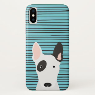 Coque iPhone X Bull Terrier et Grunge Stripes Motif