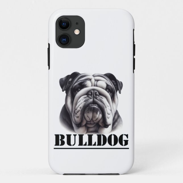 Coques Case-Mate iPhone Bulldog en noir et blanc (Dos)