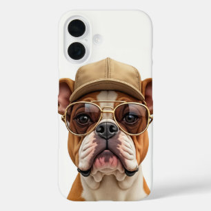 Coque Pour iPhone 16 Bulldog portant un Casquette et des lunettes de so