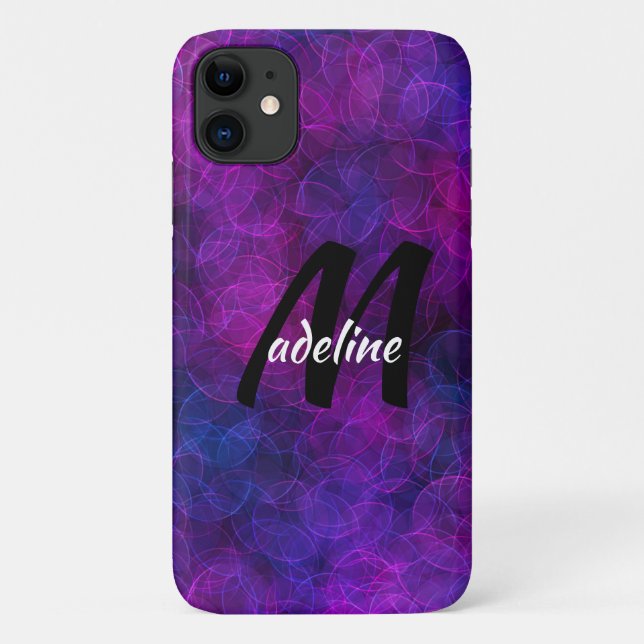 Coques Case-Mate iPhone Bulles Abstraites personnalisées en noir et violet (Dos)