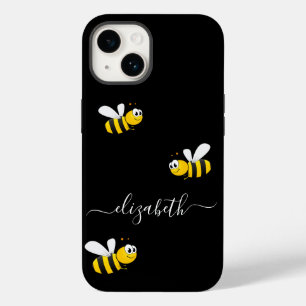 Coque Pour iPhone 14 Bumble noir abeilles jaune nom heureux