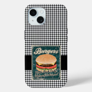Coque Pour iPhone 15 Burgers Rétro