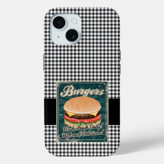 Coque Pour iPhone 15 Burgers Rétro
