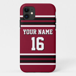 Coques Pour iPhone Burgundy Black Team Jersey Numéro personnalisé N