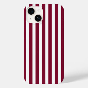 Coque Pour iPhone 14 Burgundy et blanc rayures de bonbons
