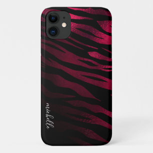 Case-Mate iPhone Case Burgundy Tiger Stripes Personnalisé Monogramme