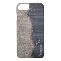 Burlap rustique et Bois de grange avec nom personn