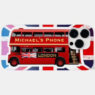 Coque Pour Pour iPhone 14 Pro Max Bus classique Red London à deux étages