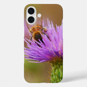 Coques iPhone 16 Plus Busy Bee sur Purple Thistle Flower Photographie
