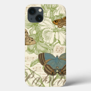 Etui iPhone 13 Butterflies on Sheet Music with Floral Design