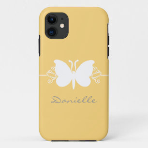 Coque iPhone 11 Butterfly Swirl BT iPhone 5 Coque, Jaune