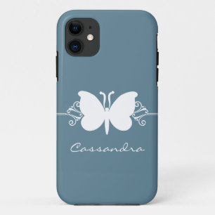 Coque iPhone 11 Butterfly Swirl CM ID iPhone 5 Coque, bleu