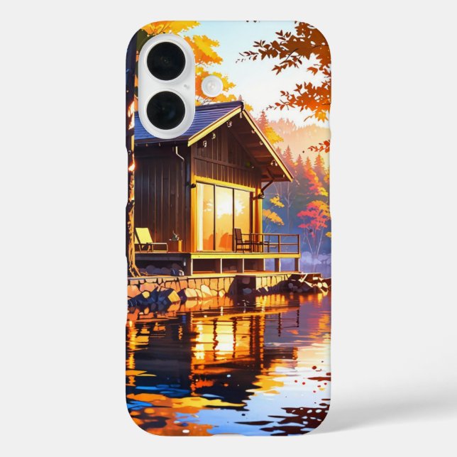 Coques Case-Mate iPhone Cabine Lakeside d'automne (Verso)