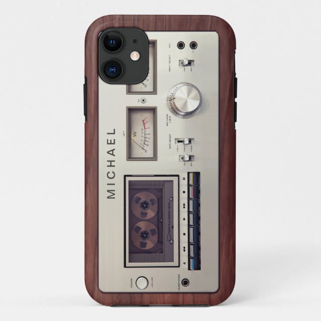 Coques Case-Mate iPhone Cabinet en bois de rétro enregistreur stéréo (Dos)