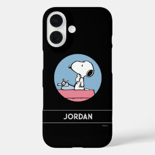 Coque Pour iPhone 16 cacahuètes   Snoopy à la machine à écrire