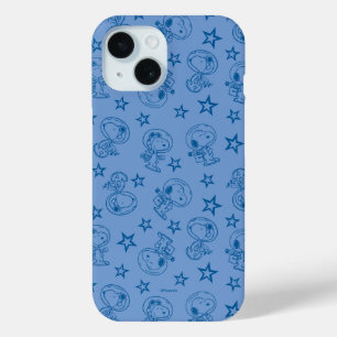 Coque Pour iPhone 15 cacahuètes   Snoopy Blue Space Astronaut Motif