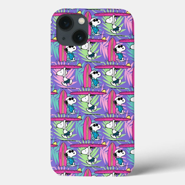 Coques Case-Mate iPhone cacahuètes | Snoopy Purple Surf Motif (Verso)
