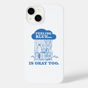 Coque Pour iPhone 14 cacahuètes   Snoopy Sentiment Bleu Est OK Aussi