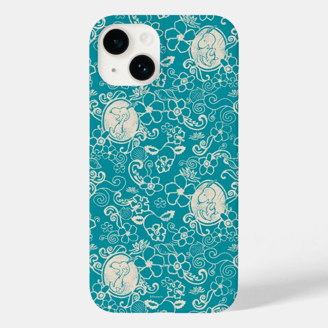 Coques Case-Mate iPhone cacahuètes | Snoopy Turquoise Tropical Beach Motif (Verso)