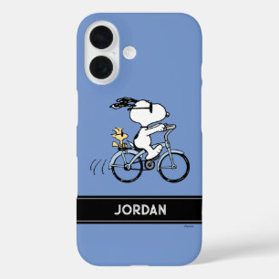 Coque Pour iPhone 16 cacahuètes   Vélo Snoopy & Woodstock