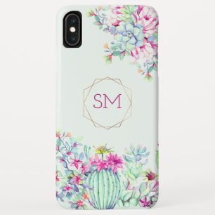 Case-Mate iPhone Case Cactus Aquarelle Succulente Monogramme géométrique