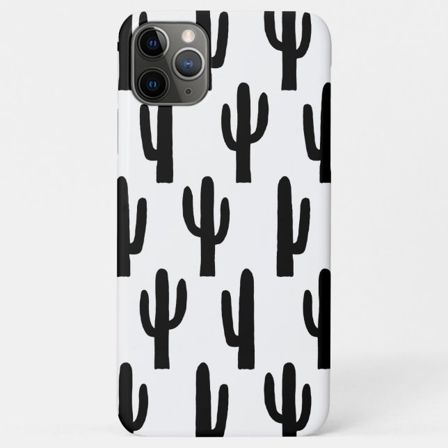 Coques Case-Mate iPhone Cactus noir et blanc. Motif cactus moderne (Dos)