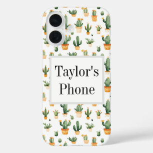 Coque Pour iPhone 16 Cactus pointillés sur blanc