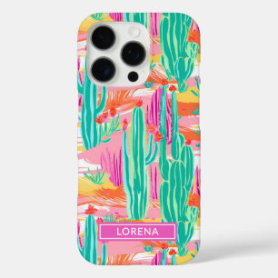 Coques iPhone 16 Pro Cactus Saguaro Colorés Personnalisés