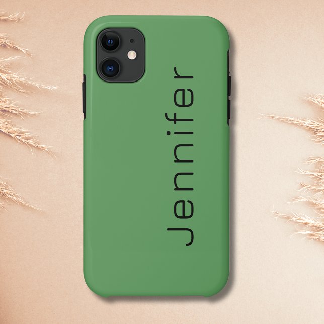 Coques Case-Mate iPhone Cactus Vert Couleur Uni | Nom Minimaliste (Créateur téléchargé)