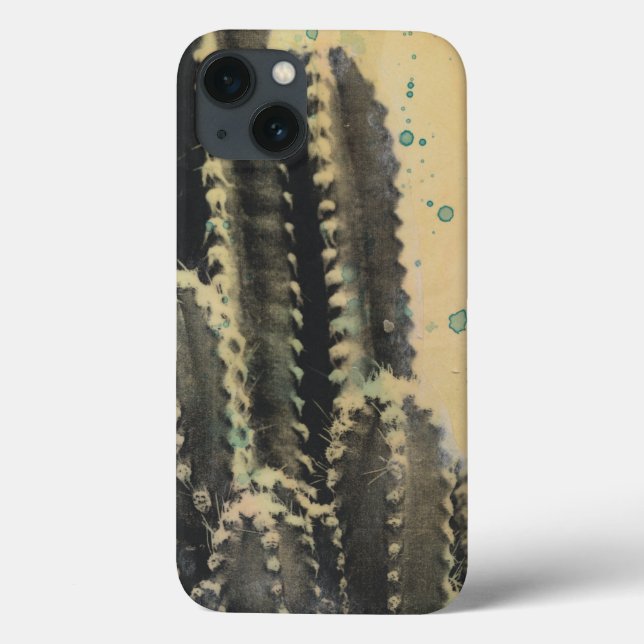 Coques Case-Mate iPhone Cactus vert sur l'arrière - plan jaune (Verso)