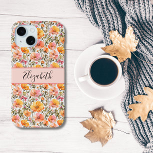 Coque Pour iPhone 15 Cadeau de fleurs sauvages orange jaune rose avec m