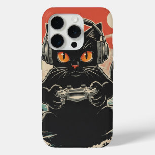 Coque iPhone 15 Pro Cadeau de jeu japonais de chat mignon kawaii pour