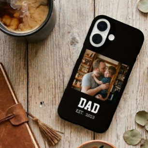 Coque Pour iPhone 16 Cadeau de la fête des pères photo Papa en noir