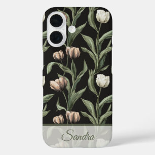 Coque Pour iPhone 16 Cadeau de mariage artistique tulipe personnalisé