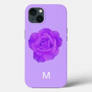 Case-Mate iPhone Case Cadeau de monogramme floral violet élégant de rose