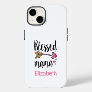 Coque Pour iPhone 14 Cadeau personnalisé avec nom brodé pour maman béni