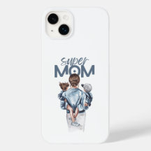 Cadeau personnalisé de Super Maman avec fils et fi