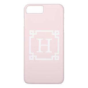 Coques Pour iPhone Cadre de clé grecque rose pâle n° 2 Monogramme ini