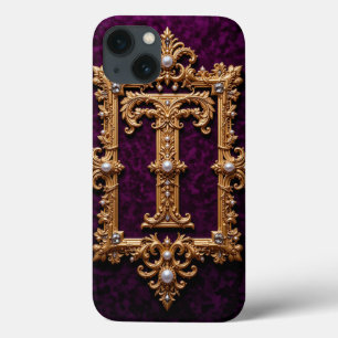 Case-Mate iPhone Case Cadre en or lettre T personnalisé Monogramme éléga