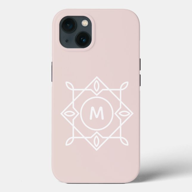Coques Case-Mate iPhone Cadre Monogramme féminin moderne Pastel Blush Rose (Verso)