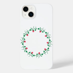 Coque Pour iPhone 14 Plus Cadre rond fleuri avec fleurs roses