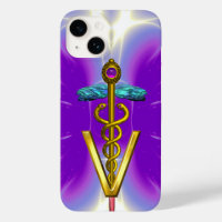 CADUCÉE VÉTÉRINAIRE SYMBOLE D'OR / Fuchsia Violet