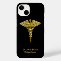 Caduceus Gold sur Black Classy Médicale