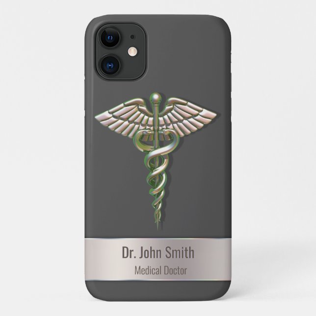 Coques Case-Mate iPhone Caduceus Médicale Chrome Holographique 3D (Dos)