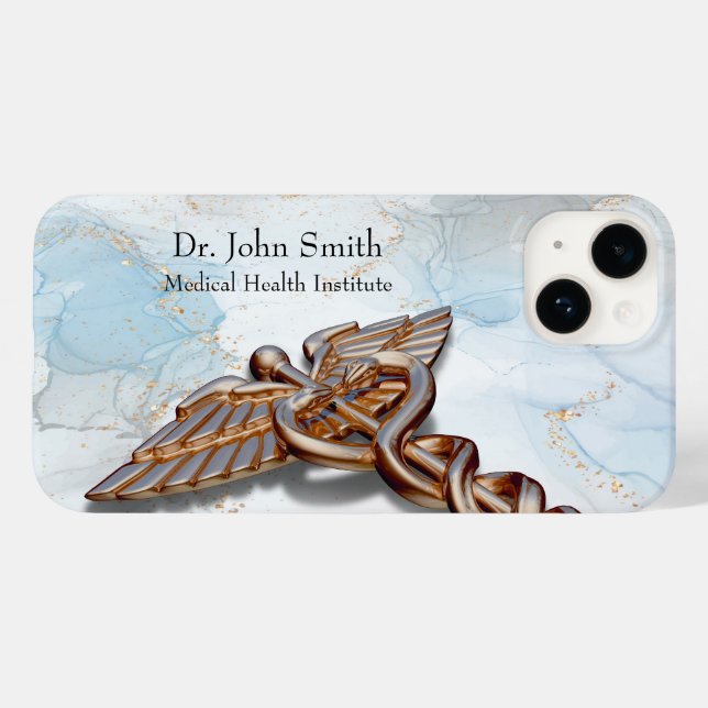 Coques Case-Mate iPhone Caduceus Médicale Cuivre Rose Gold Marbre de luxe (Verso (horizontal))