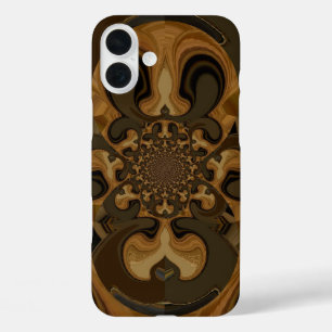 Coques iPhone 16 Plus Café Brown Flux Kaleidoscope Art Imprimer