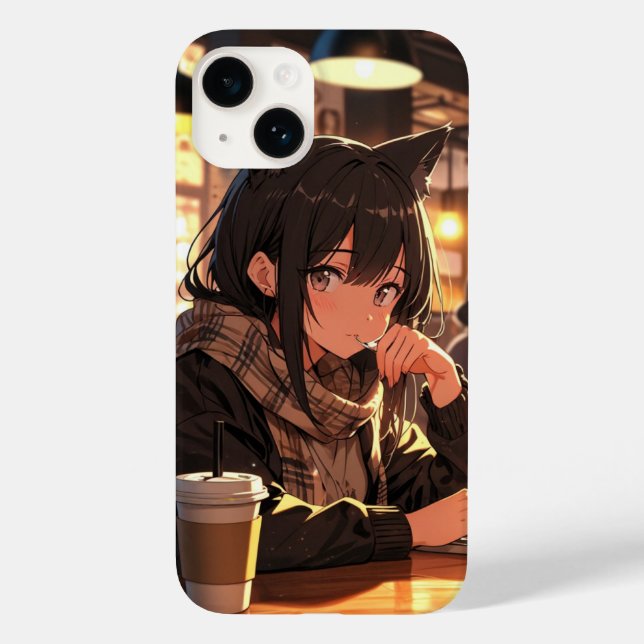 Coques Case-Mate iPhone Cafe Cat Girl (Verso)