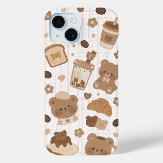 Coque Pour iPhone 15 Café Cozy Bear